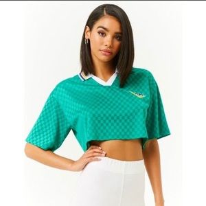#Forever21 Green pony polo crop top